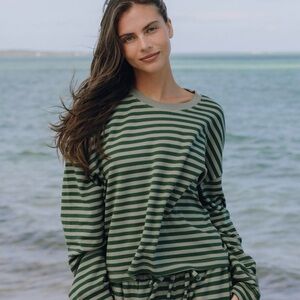 Daily Drills Forest Green Stripe Shirt and Shorts Set